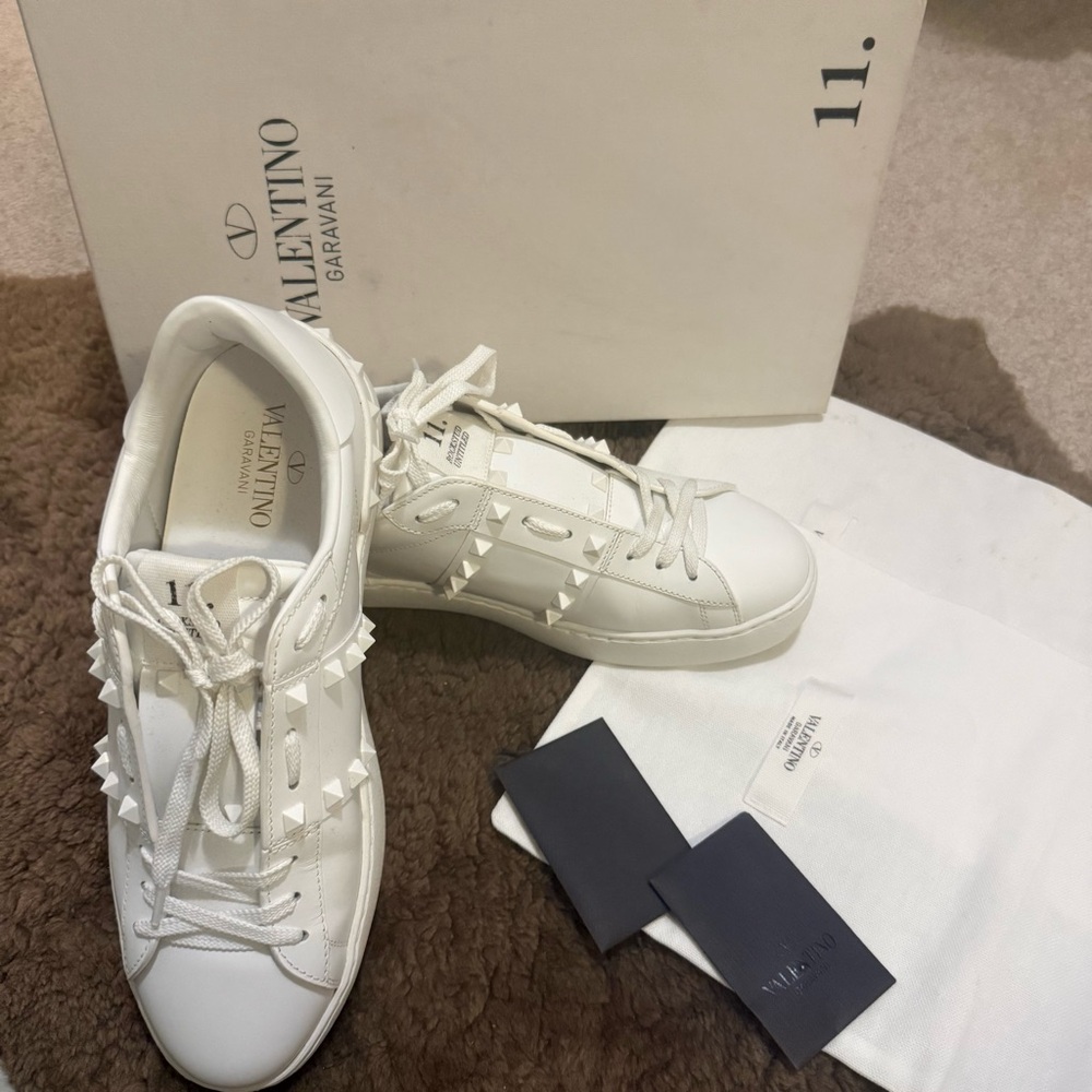 Authentic Valentino Rockstud White Sneakers